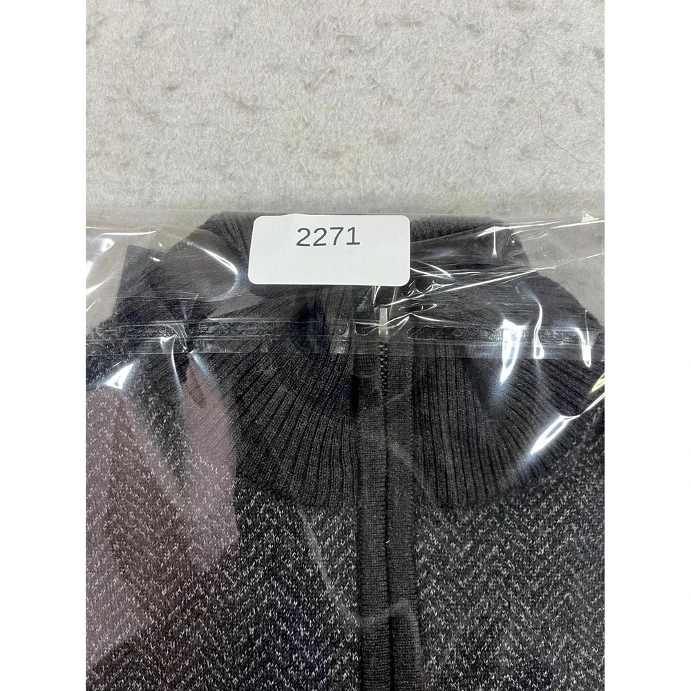 Bonobos Sweater Mens Medium Gray Herringbone Quarter Zip Mock Neck Pullover